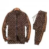 men sportswear louis vuitton tracksuits Tracksuit zipper classic printing lv brown
